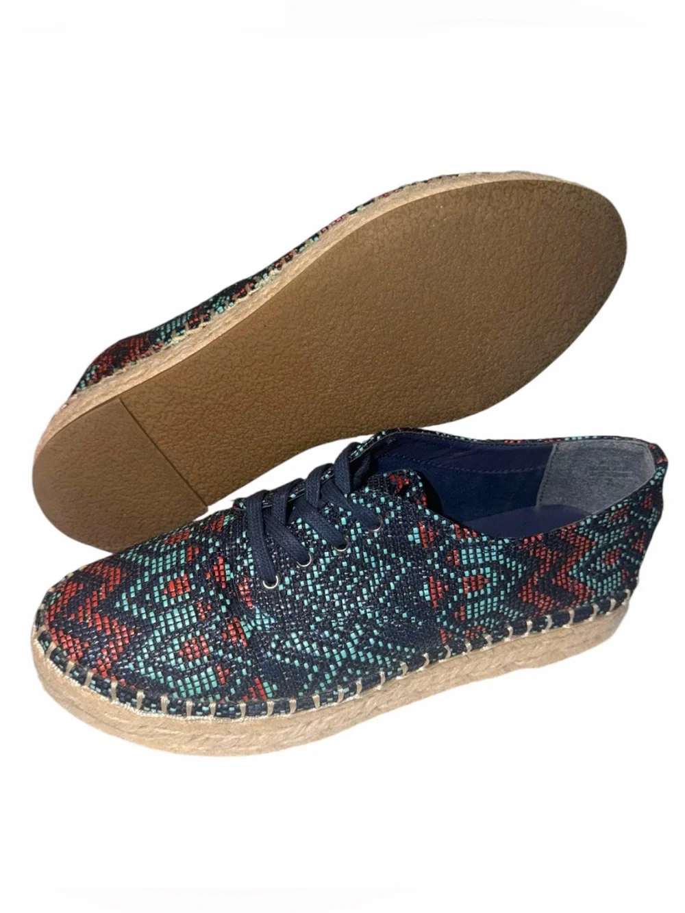 Indigo Rd Woven Pattern Espadrille Platform Lace-Up Shoes